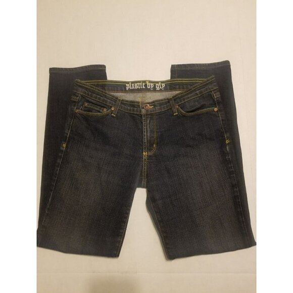 Plastic By Gly Jeans Junior Sz 13 Dark Wash - Picture 4 of 8